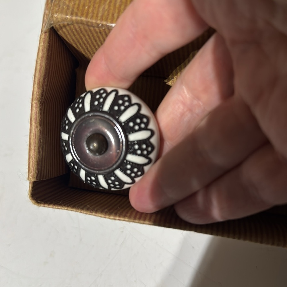 Vintage Ceramic Drawer Knobs - Black and White - Picture 2 of 2